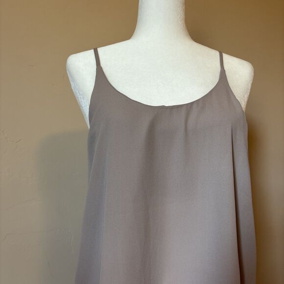 00s Mini Nude Strappy Slip Dress Vtg Made In USA Simple Clean Girl Basic Y2K M/L - Picture 3 of 9